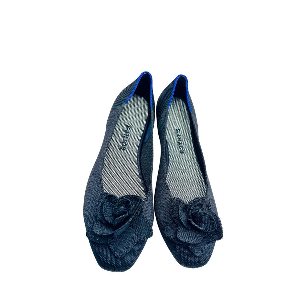 Rothy’s The Petal Square 3D rosette
Black ballerina flats slippers shoes sz 12